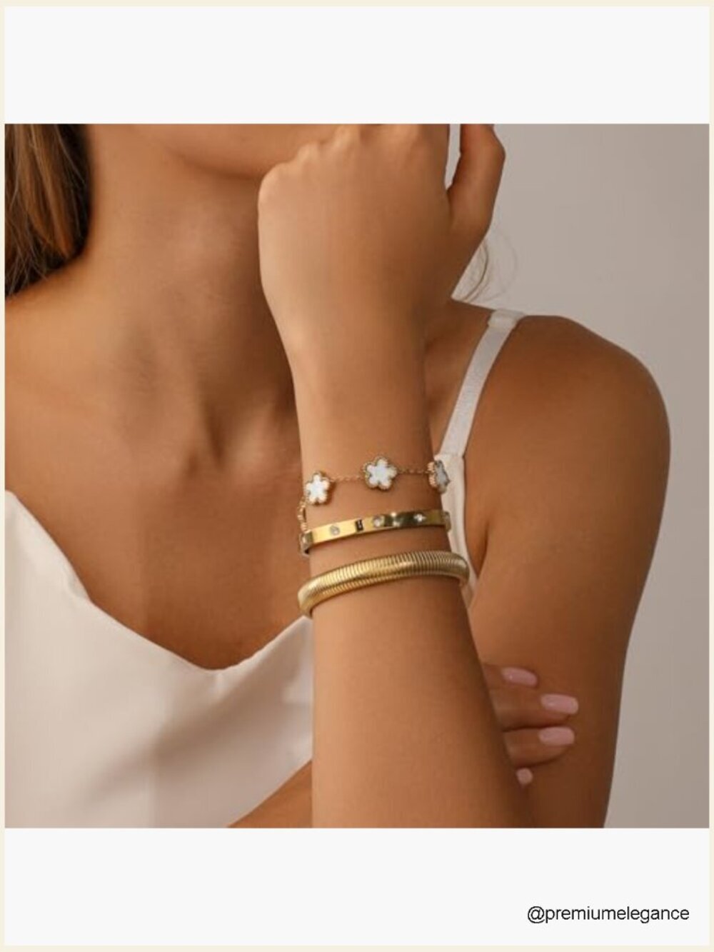 18k Gold Plated Stackable Bangle Bracelets Set, 3 Pcs Chunky Jewelry View 2